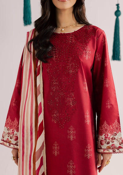 Red Lawn Embroidered Three Piece Suit Online in Sri Lanka India Australia