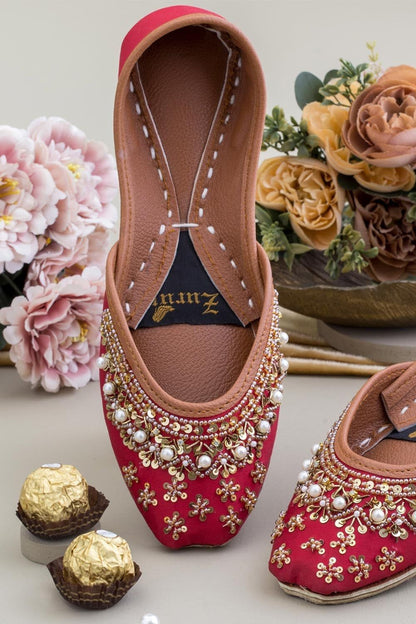 Red Leather Khussa for Women Online in Dubai UAE Abudhabi Ajman Sharjah