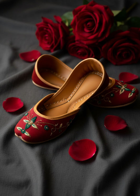 Red Leather Sole Khussa Footwear Online in UK USA Canada
