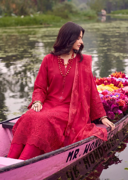 Red Linen Embroidered Salwar Suit Online in Dubai UAE Abudhabi Ajman Sharjah
