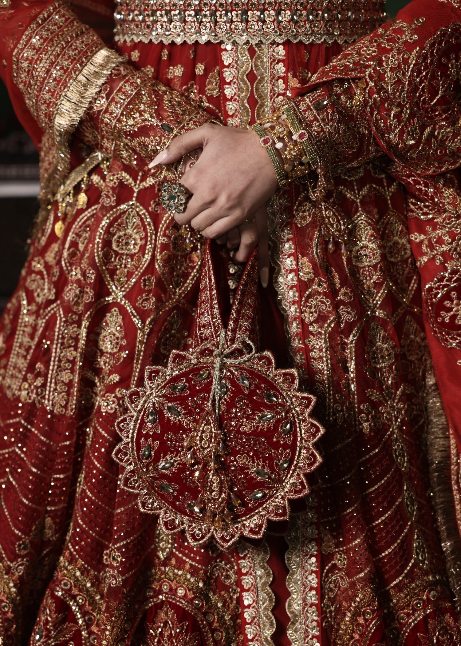 Red Net Lehenga with Raw Silk Bottom Online in KSA Riyadh Saudi Arabia Oman Bahrain Qatar