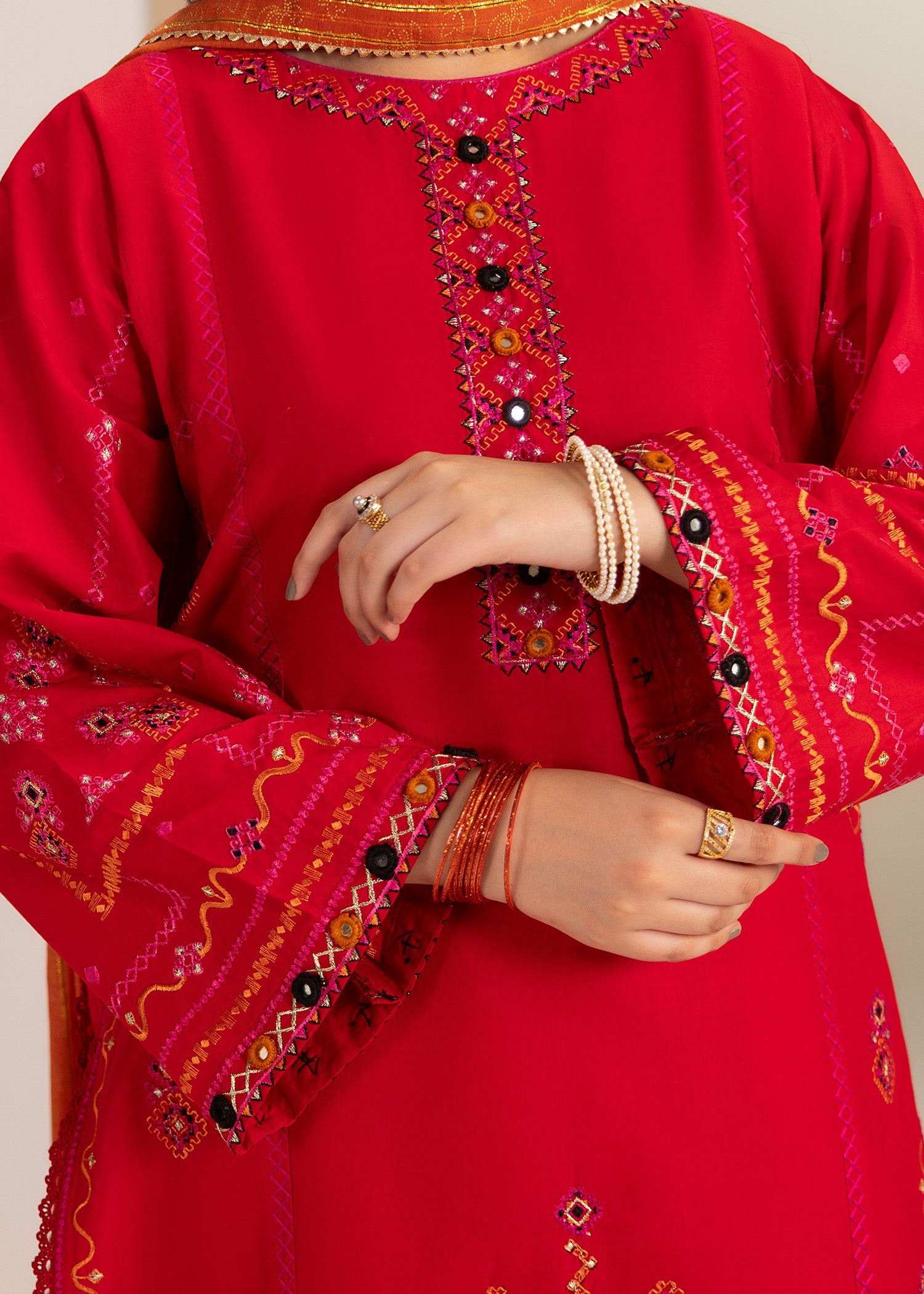 Red Ombre Doria Zari Hand Painted Dupatta Farshi Dress Online in Sri Lanka India Australia