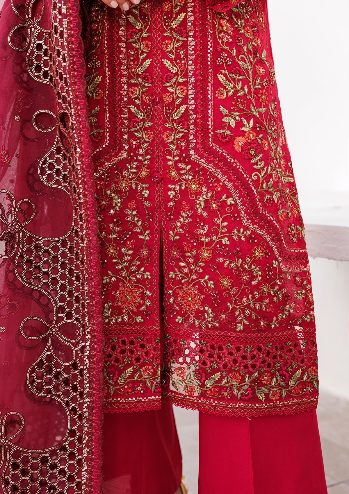 Red Organza Festive Wear Salwar Kameez Online in UK USA Canada