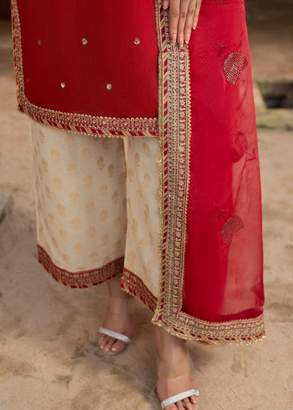 Red Raw Silk Festive Wear Kurta Pajama Online in Sri Lanka India Australia