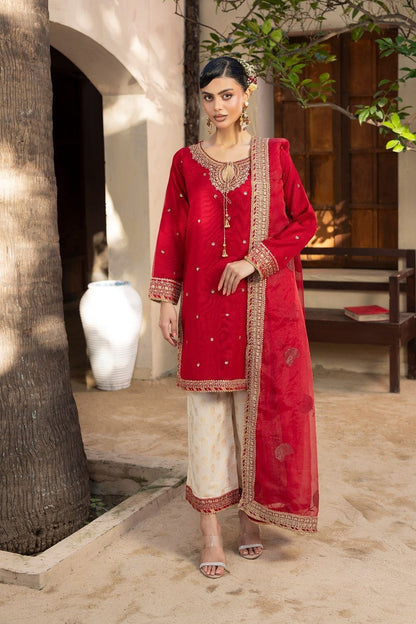 Red Raw Silk Straight Kurta Festive Suit Online in Dubai UAE Abudhabi Ajman Sharjah