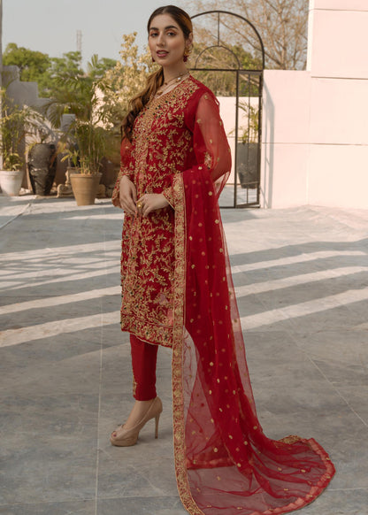 Red Raw Silk Trouser Adda Work Dupatta Set Online in Dubai UAE Abudhabi Ajman Sharjah