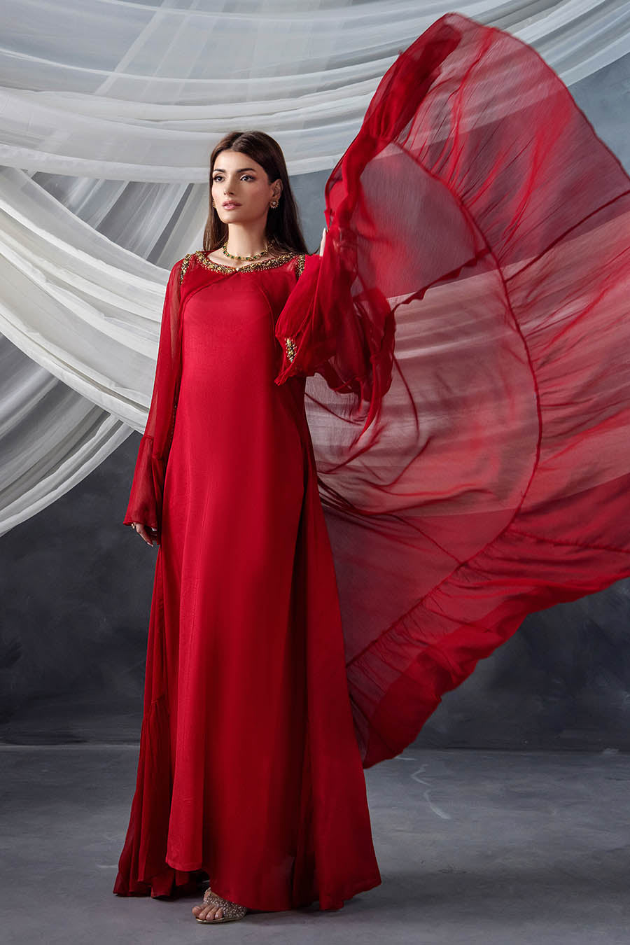 Red Russian Grip Handwork Indowestern Suit Online in Dubai UAE Abudhabi Ajman Sharjah