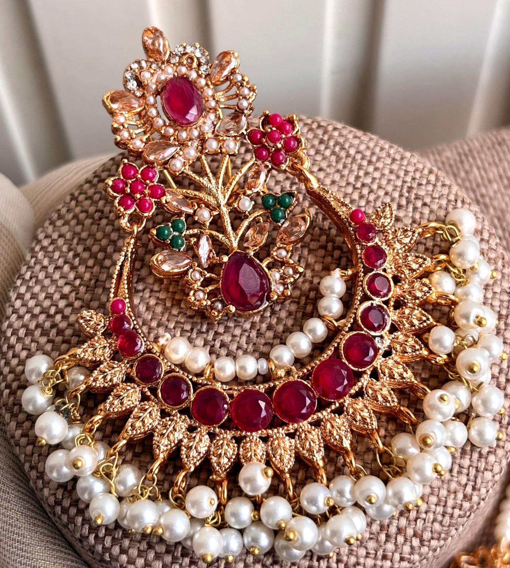 Red Stone Necklace Set Online in KSA Riyadh Saudi Arabia Oman Bahrain Qatar