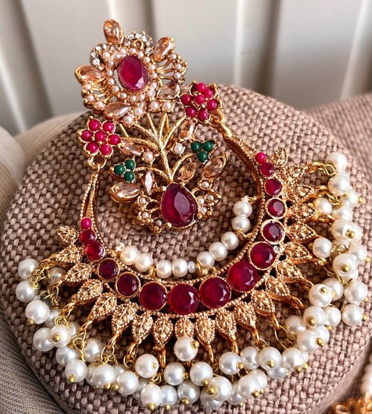 Red Stone Necklace Set Online in KSA Riyadh Saudi Arabia Oman Bahrain Qatar
