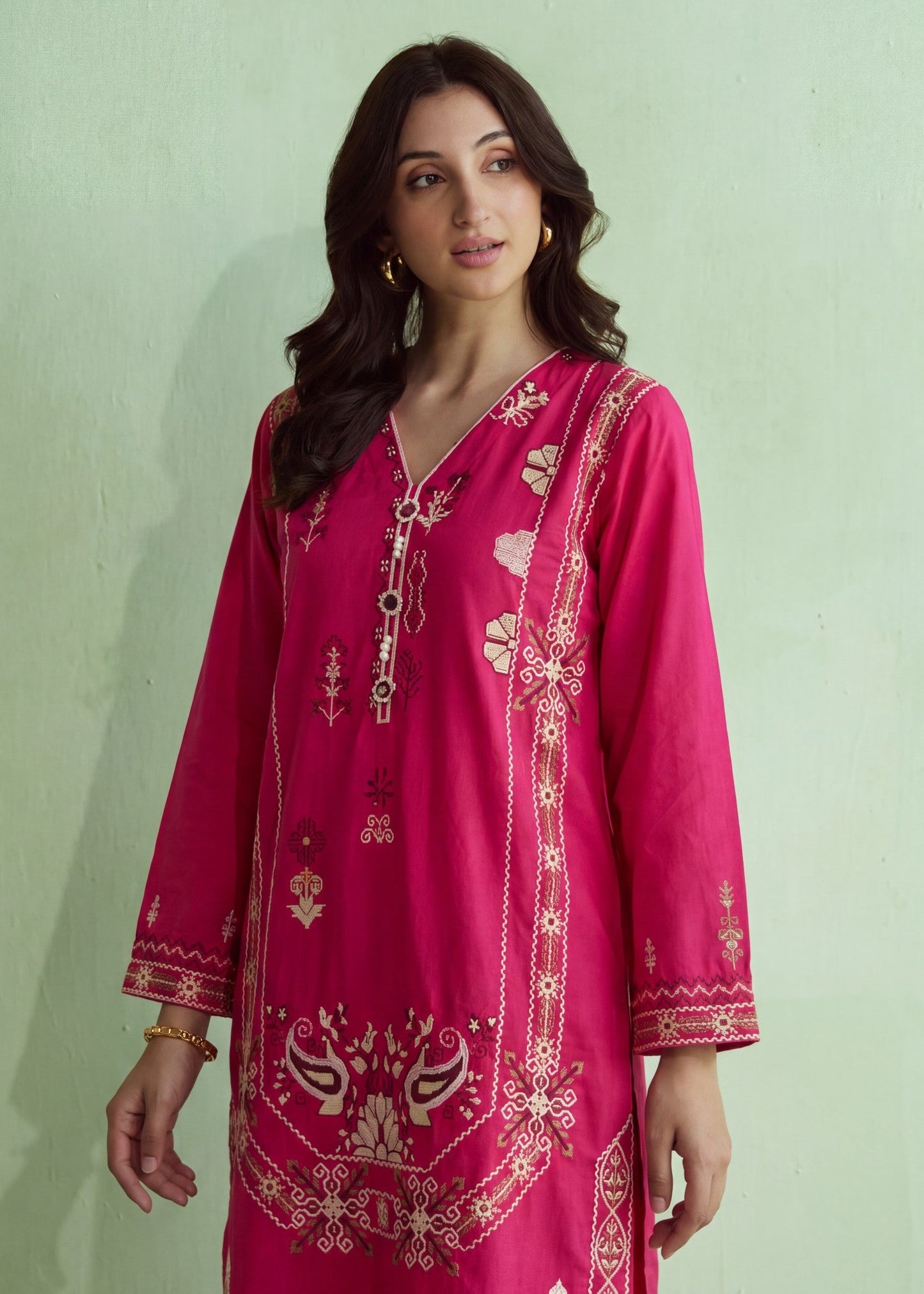 Red Straight Cut Kurta Lawn Suit Online in Sri Lanka India Australia