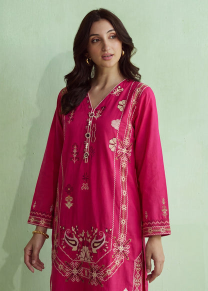 Red Straight Cut Kurta Lawn Suit Online in Sri Lanka India Australia