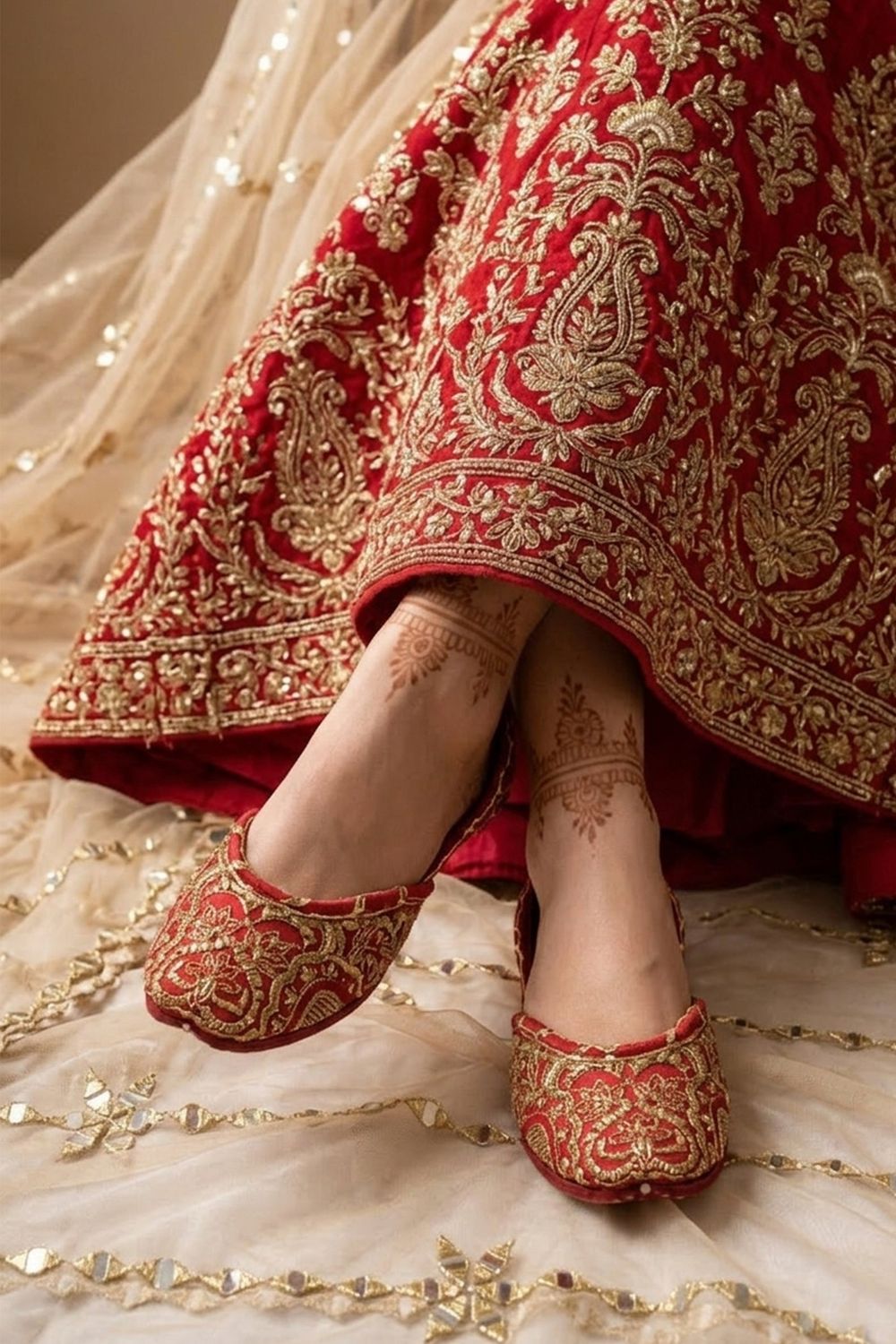 Red Velvet Embroidered Jutti Online in Dubai UAE Abudhabi Ajman Sharjah