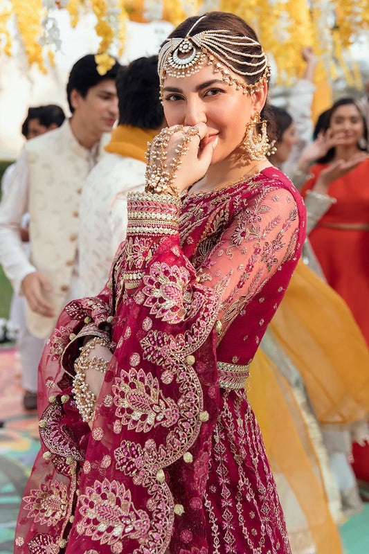 Watermelon Red Embroidered Anarkali
