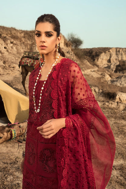 Red Chikankari Laser Cut Lawn Suit