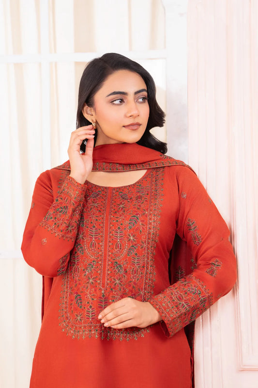 Red Embroidered Kurta Set with Dupatta