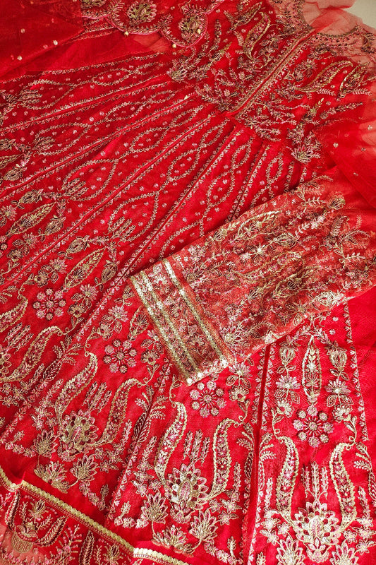 Watermelon Red Embroidered Anarkali