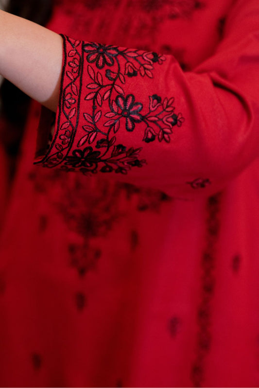 Red Kurta with Straight Pants