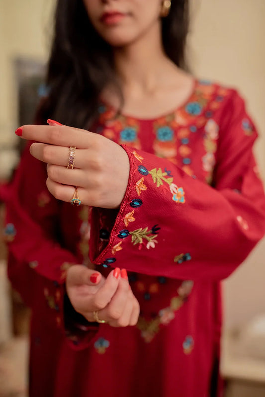Red Kurta with Straight Pants