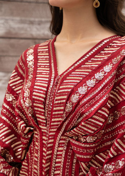 Red Sequins Embroidered Kaftan