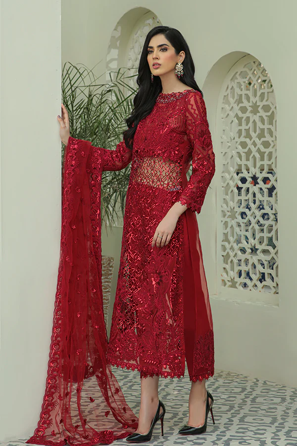 Red Handmade Organza Suit