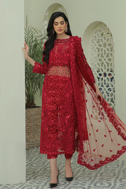 Red Handmade Organza Suit