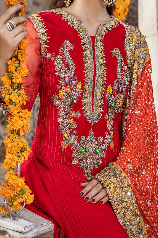 Readymade Red Chiffon Suit with Chunari