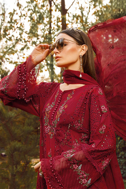 Cherry Red Chikankari Lawn Suit