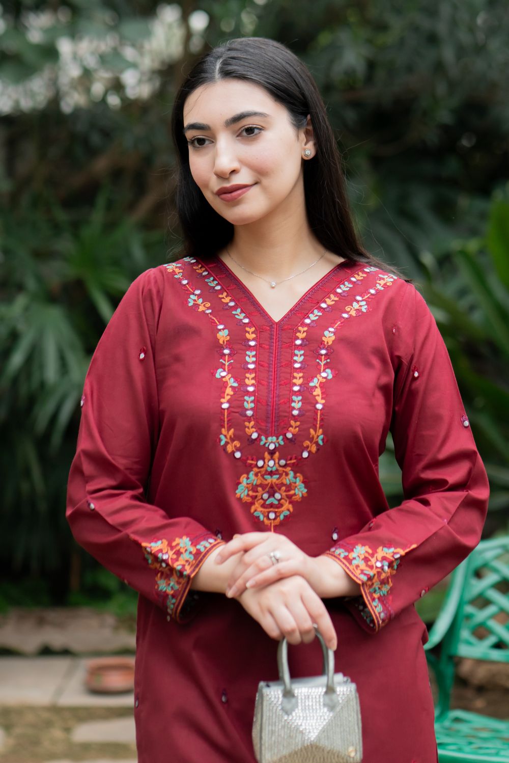 Red Kurta with Trousers