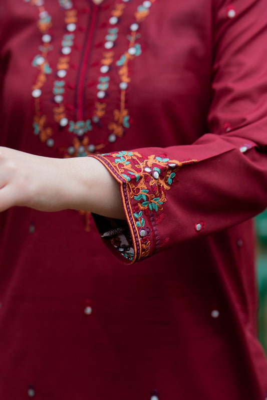 Red Kurta with Trousers