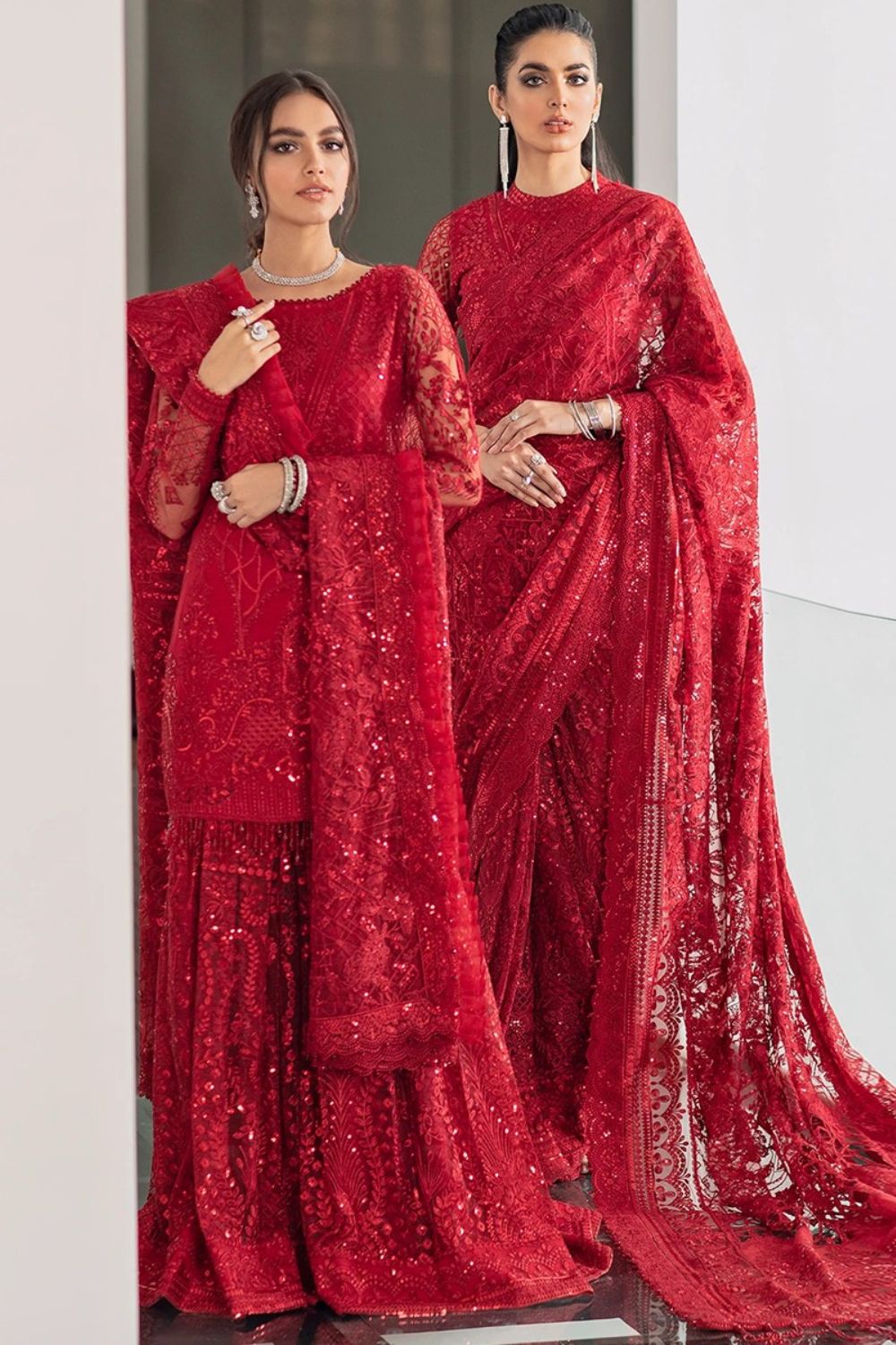 Red Embroidered Wedding Saree