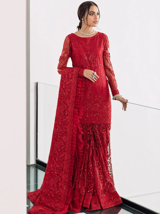 Red Embroidered Wedding Saree
