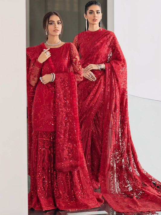 Red Embroidered Wedding Saree