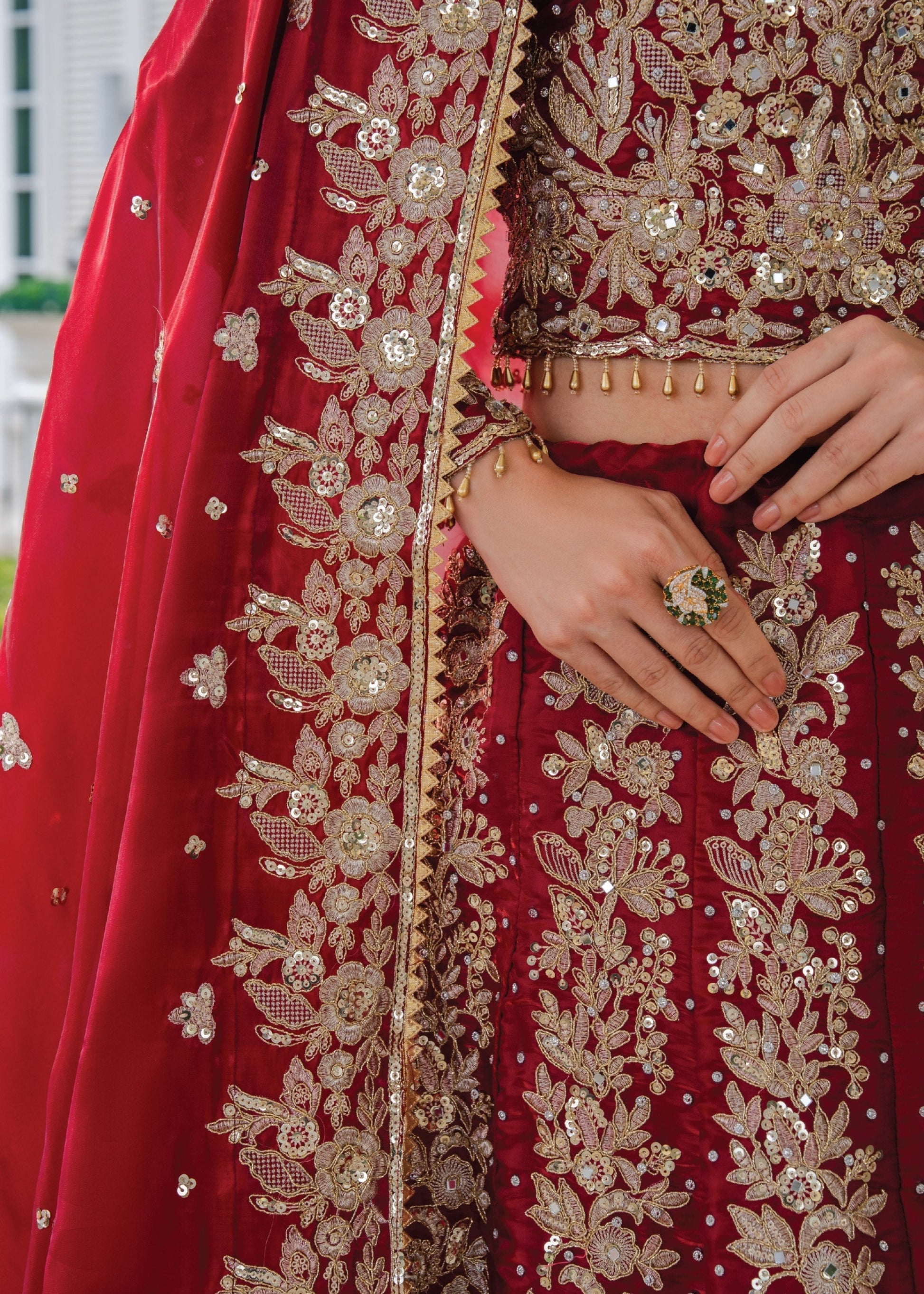 Regal Crimson Silk Wedding Guest Wear Online in Dubai DXB UAE Abudhabi Meena Bazaar