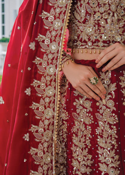 Regal Crimson Silk Wedding Guest Wear Online in Dubai DXB UAE Abudhabi Meena Bazaar