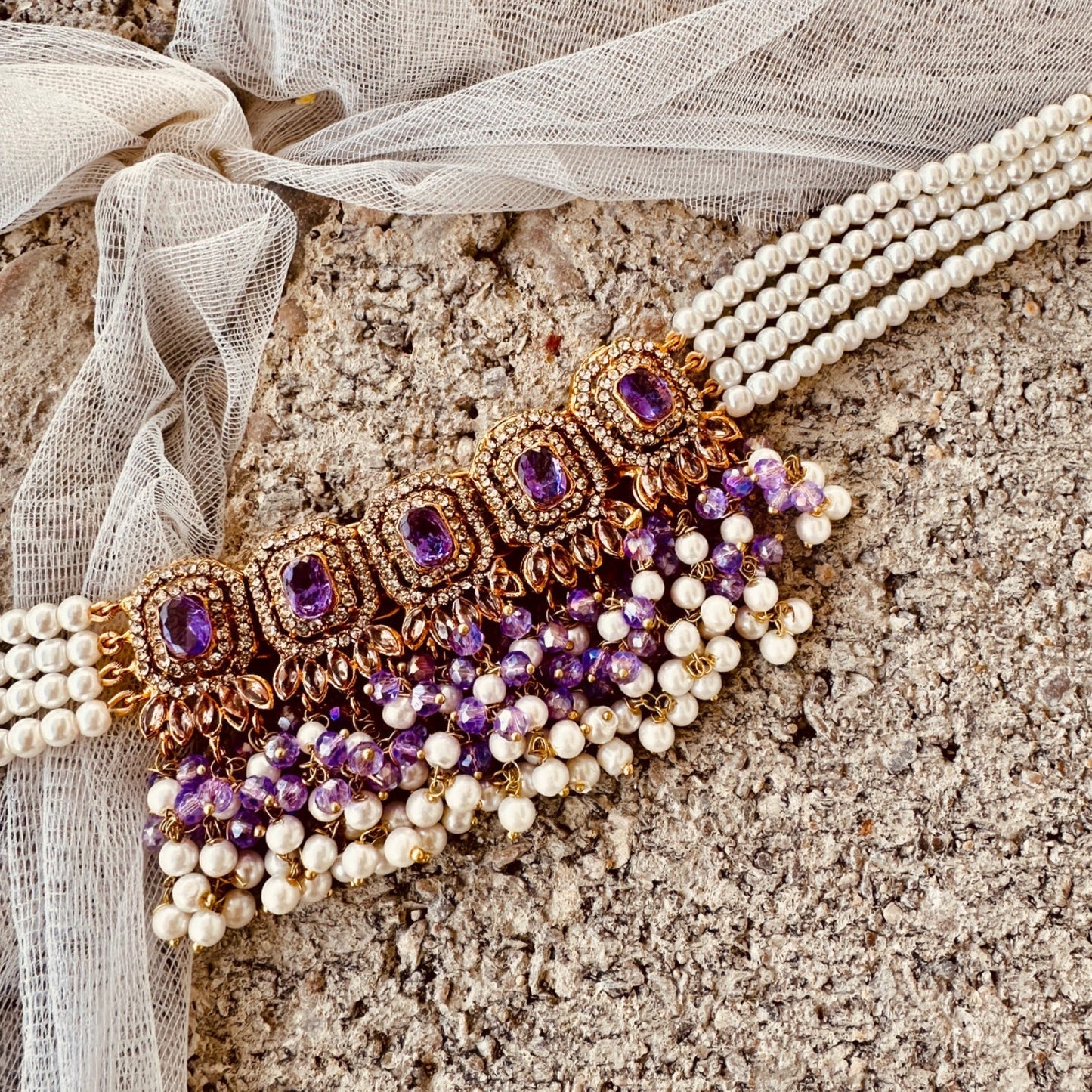 Regal Purple Metal Choker Necklace Online in KSA Riyadh Saudi Arabia Oman Bahrain Qatar
