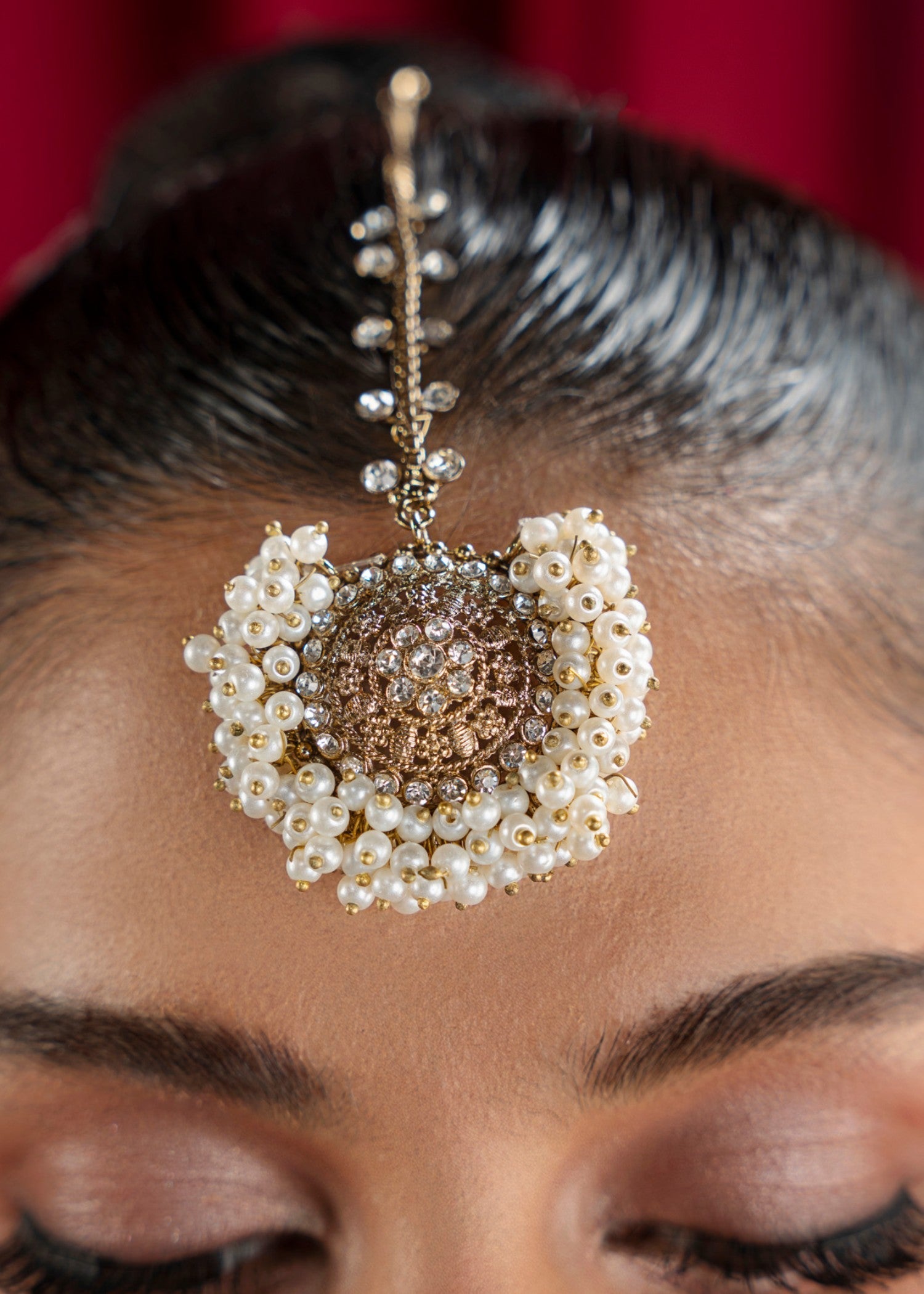 Regal White Pearl Bridal Set Choker Tikka Jhumki Online in UK USA Canada