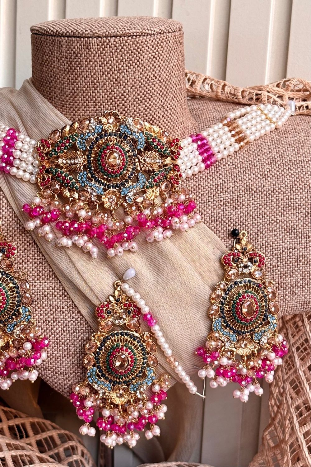 Rimjhim Multi Nauratan Choker Set Online in Dubai UAE Abudhabi Ajman Sharjah