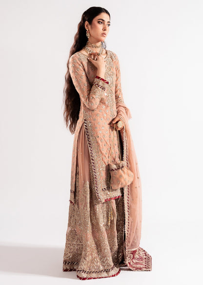 Rose Gold Embroidered Chiffon Wedding Outfit Online in Sri Lanka India Australia