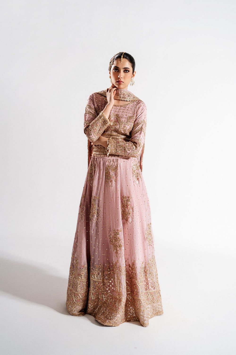 Rose Pink Embellished Chiffon Lehenga Choli Online in Dubai UAE Abudhabi Ajman Sharjah