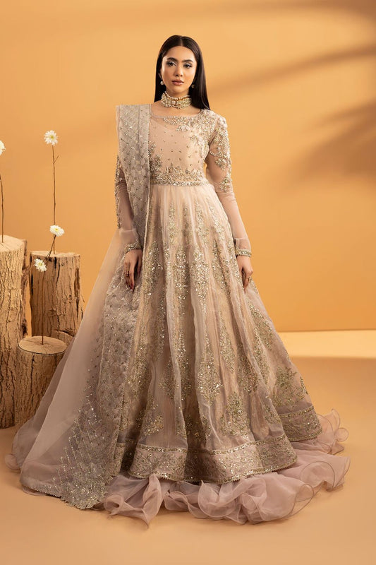 Rose Pink Embroidered Organza Maxi Suit Online in Dubai UAE Abudhabi Ajman Sharjah