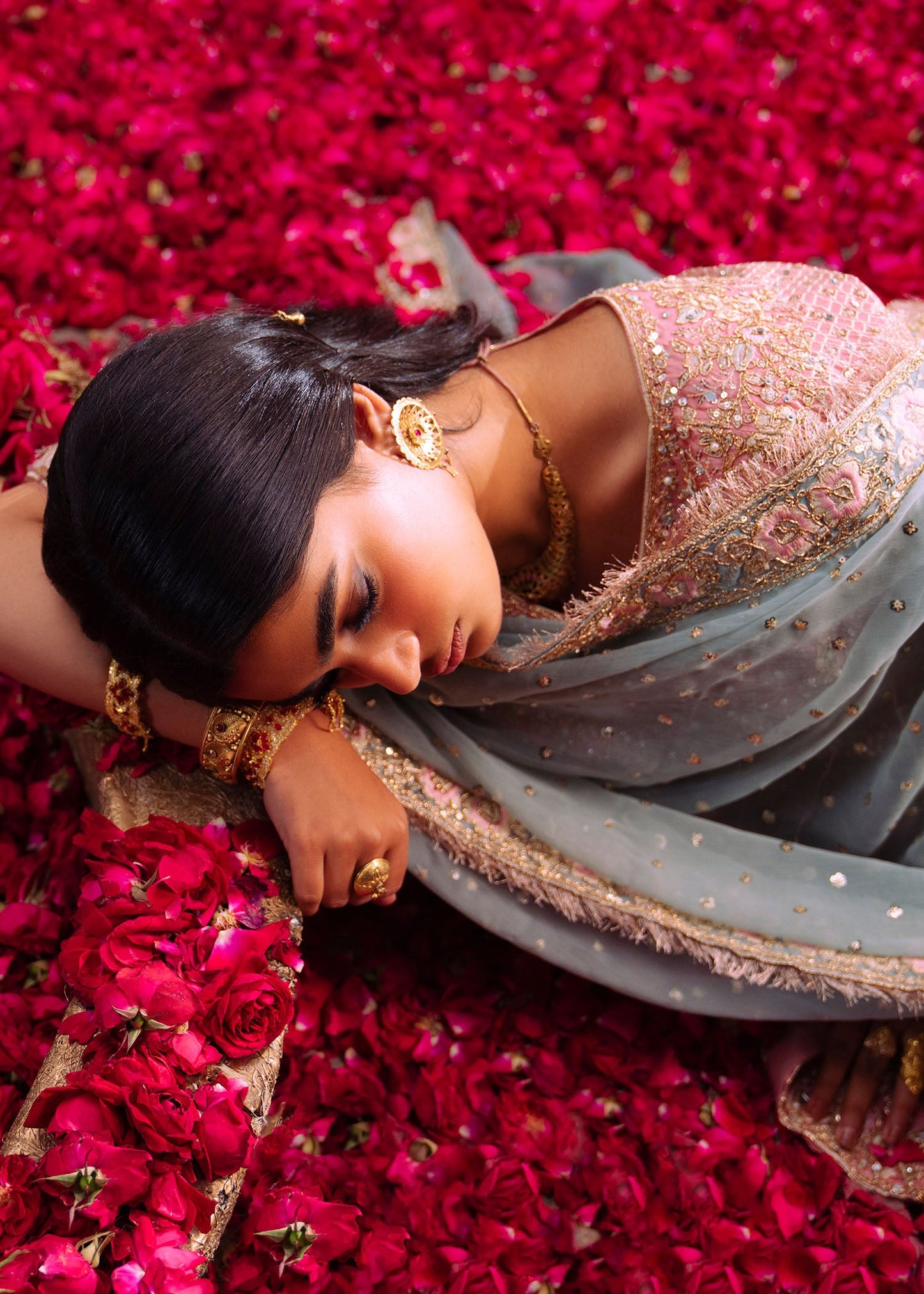 Rose Pink Floral Embroidered Gharara Set Online in Dubai UAE Abudhabi Ajman Sharjah
