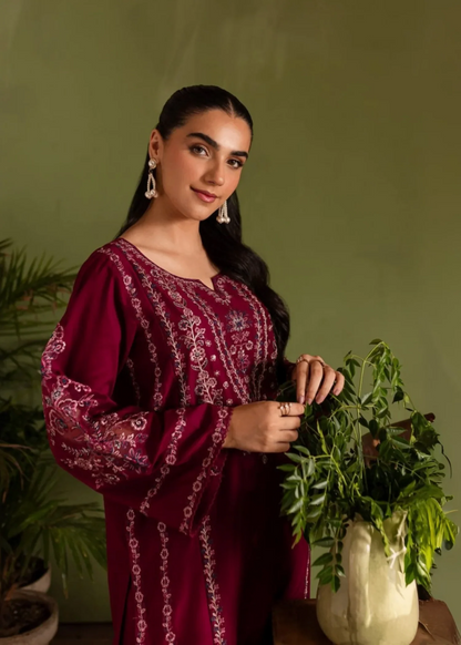 Rose Red Cotton Kurta with Straight Trouser Online in Sri Lanka India Australia