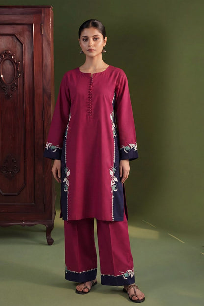 Rose Red Embroidered Lawn Salwar Kameez Online in Dubai UAE Abudhabi Ajman Sharjah