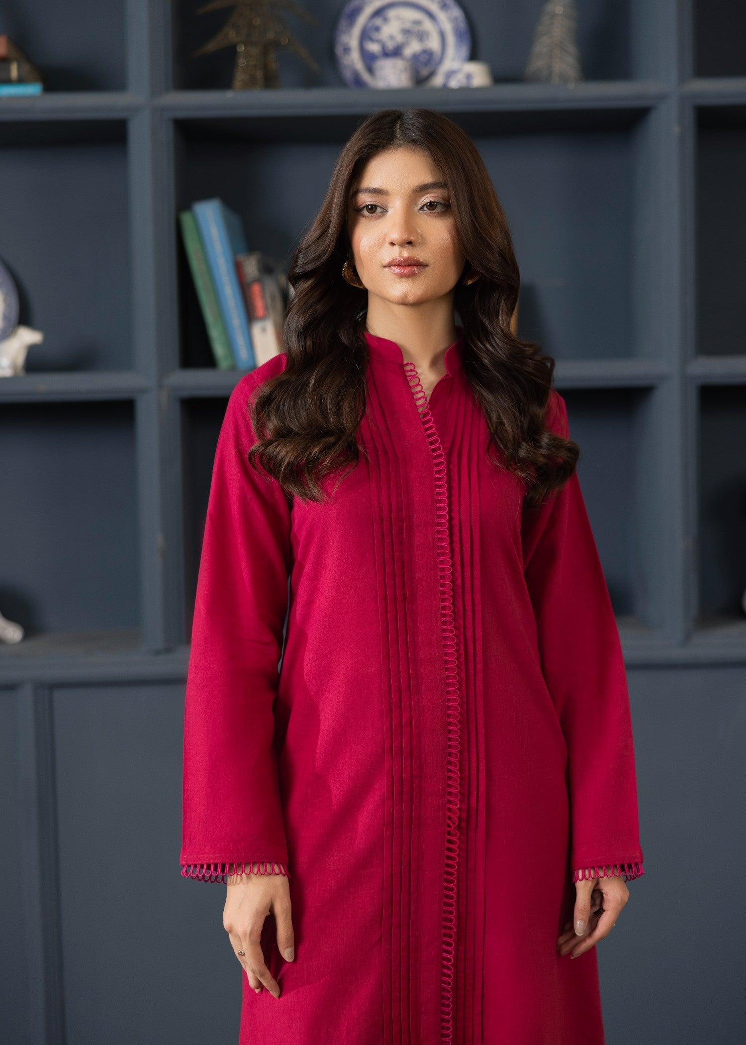 Rose Red Lawn Cotton Kurta Pajama Online in Sri Lanka India Australia