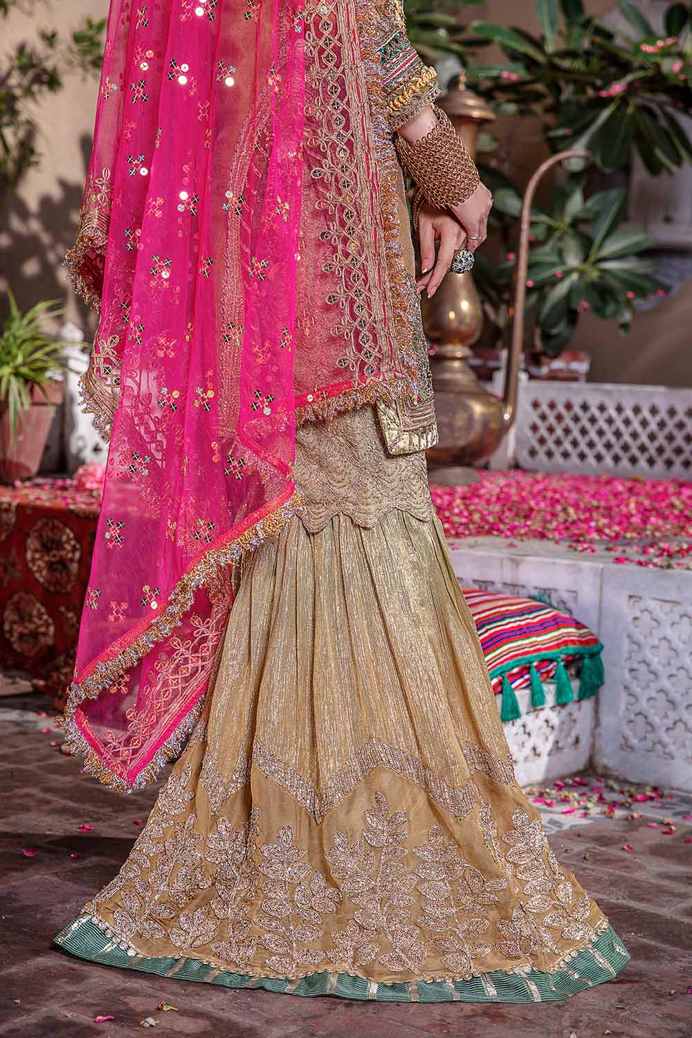 Readymade Hand Embroidered Pure Maysuri Gharara