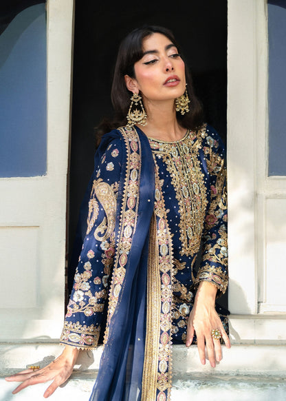Royal Blue Chiffon Designer Suit Online in UK USA Canada
