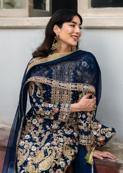 Royal Blue Chiffon Formal Suit Online in Dubai UAE Abudhabi Ajman Sharjah