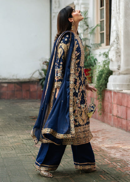 Royal Blue Chiffon Guest Wear Suit Online in KSA Riyadh Saudi Arabia Oman Bahrain Qatar