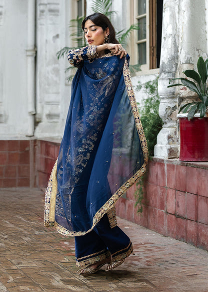 Royal Blue Chiffon Kurta Suit Online in Dubai UAE Abudhabi Ajman Sharjah