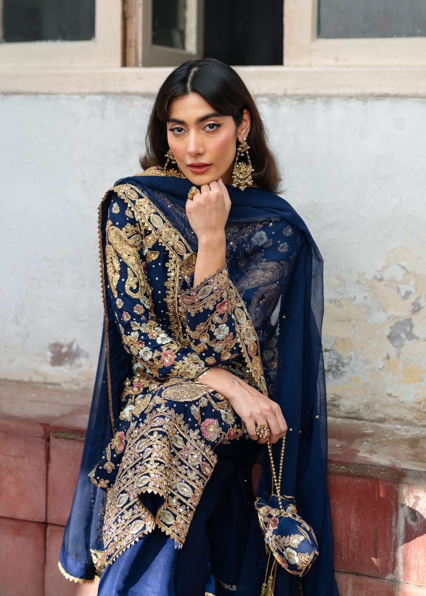 Royal Blue Chiffon Ladies Suit Online in Sri Lanka India Australia